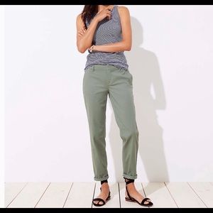 Loft Green Rolled Cuff Girlfriend Chino